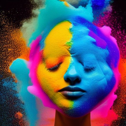 Disintegrating Head in Hyperrealistic Artistic Photography