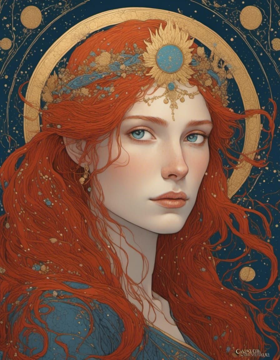 Seelie Fairy Queen Portrait in Palekh Style