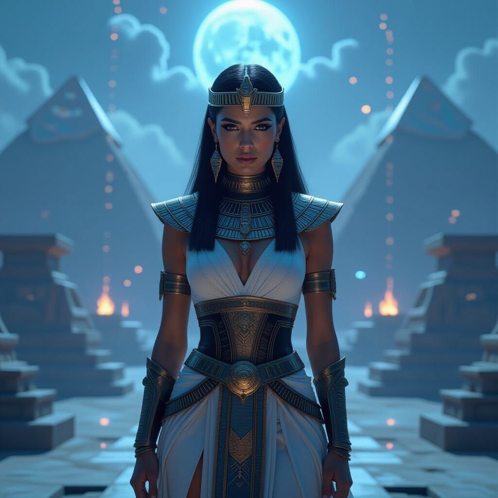 Regal Princess of Paleofuturistic Egypt in Sci-Fi Style