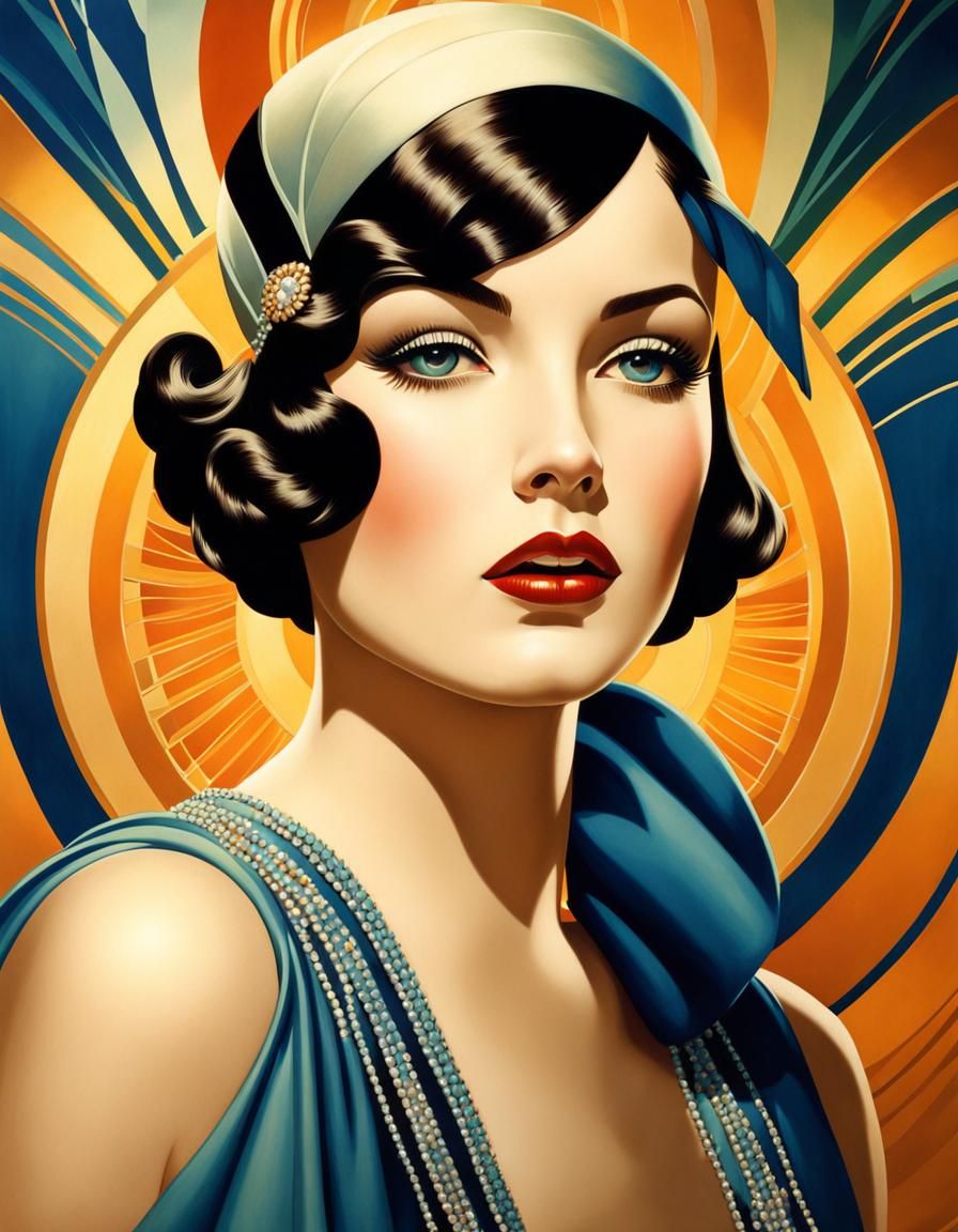 1920s Woman Portrait in Art Deco Style