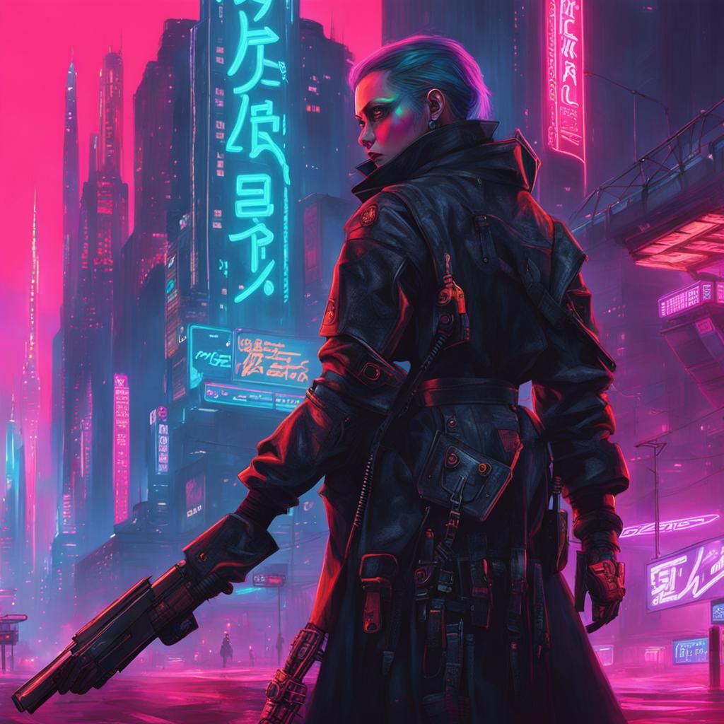 Cyberpunk Witch in Neon Future