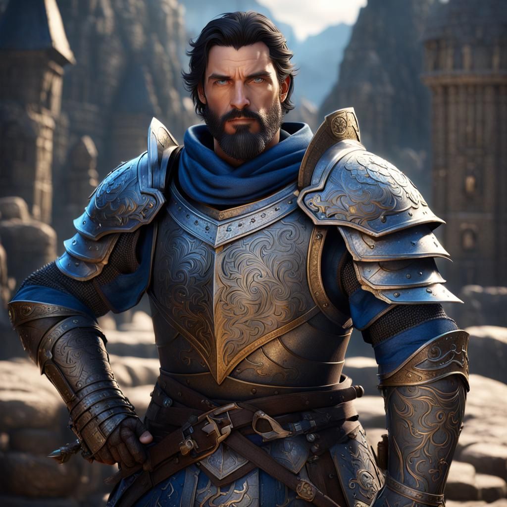 Paladin in Detailed Matte Painting Style