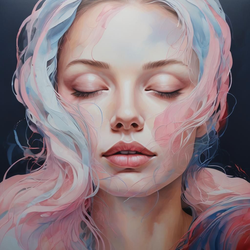 Abstract Minimalist Portrait Painting in Hypermodern Style