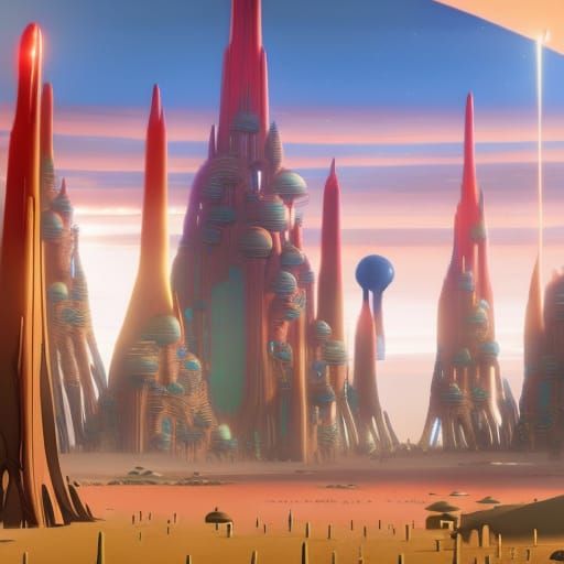 Alien Desert Cityscape in a Parametric Style