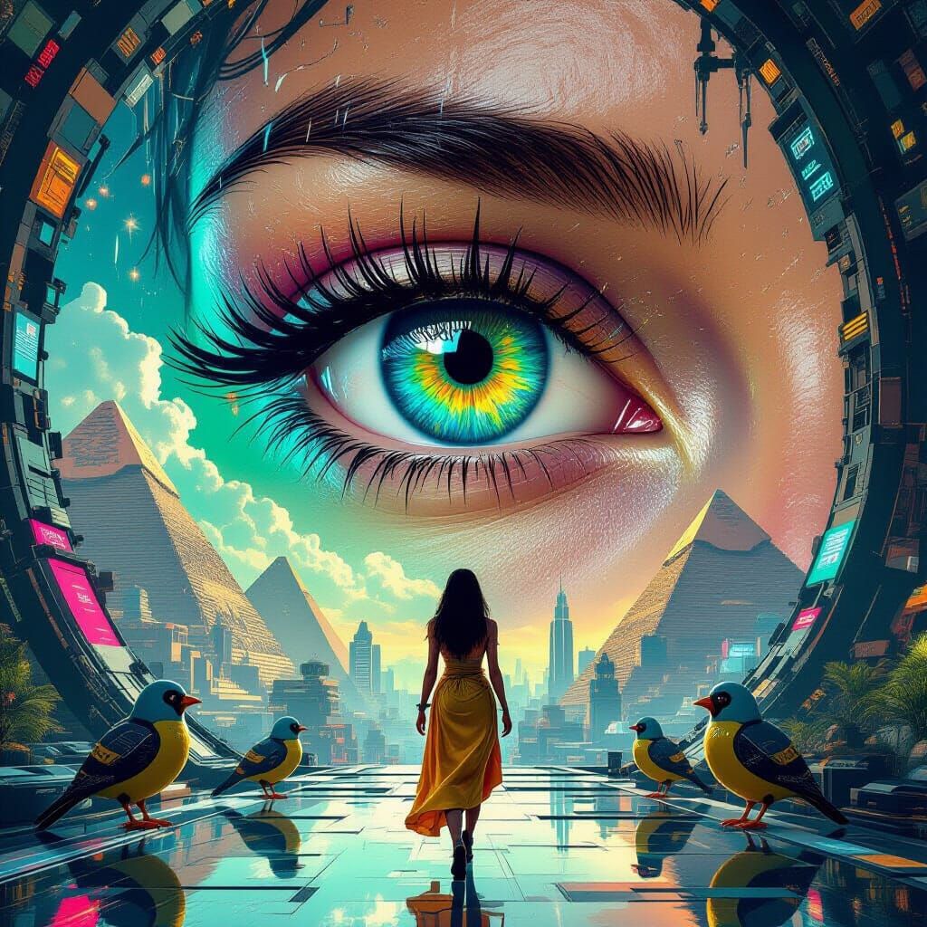 Eye of the Future: 3D Render in Vibrant Colors