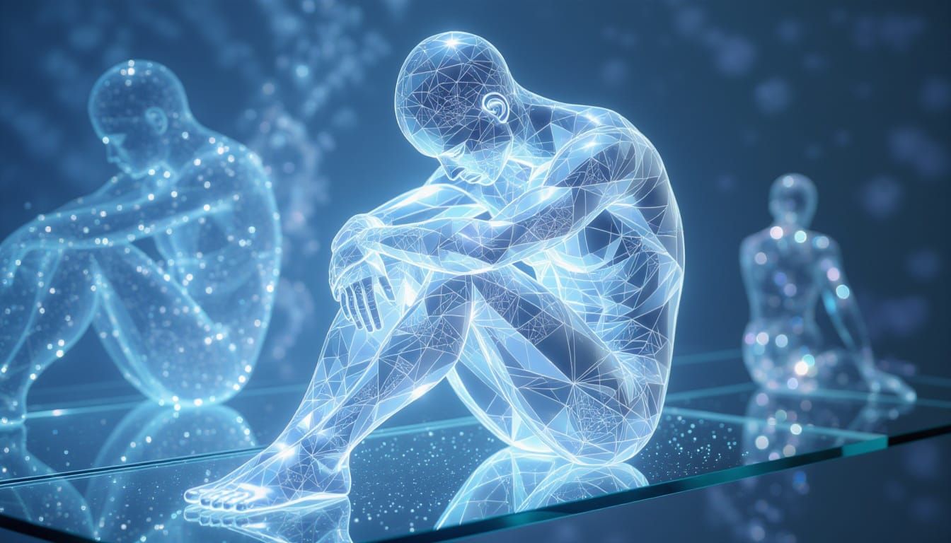 Crystal Figure with Fractal Patterns and Ethereal Glow