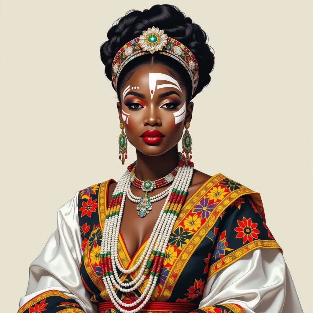 Majestic African Woman with Traditional Facial Painting