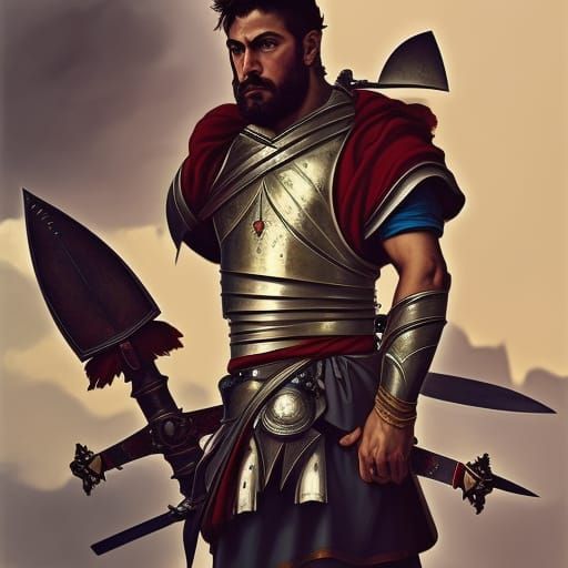 Lebanese Warrior Portrait in Art Nouveau Style