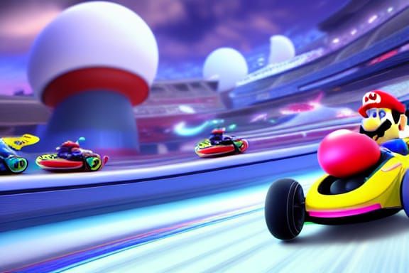 Hyperdetailed Mario Kart Concept Art in 8k Resolution