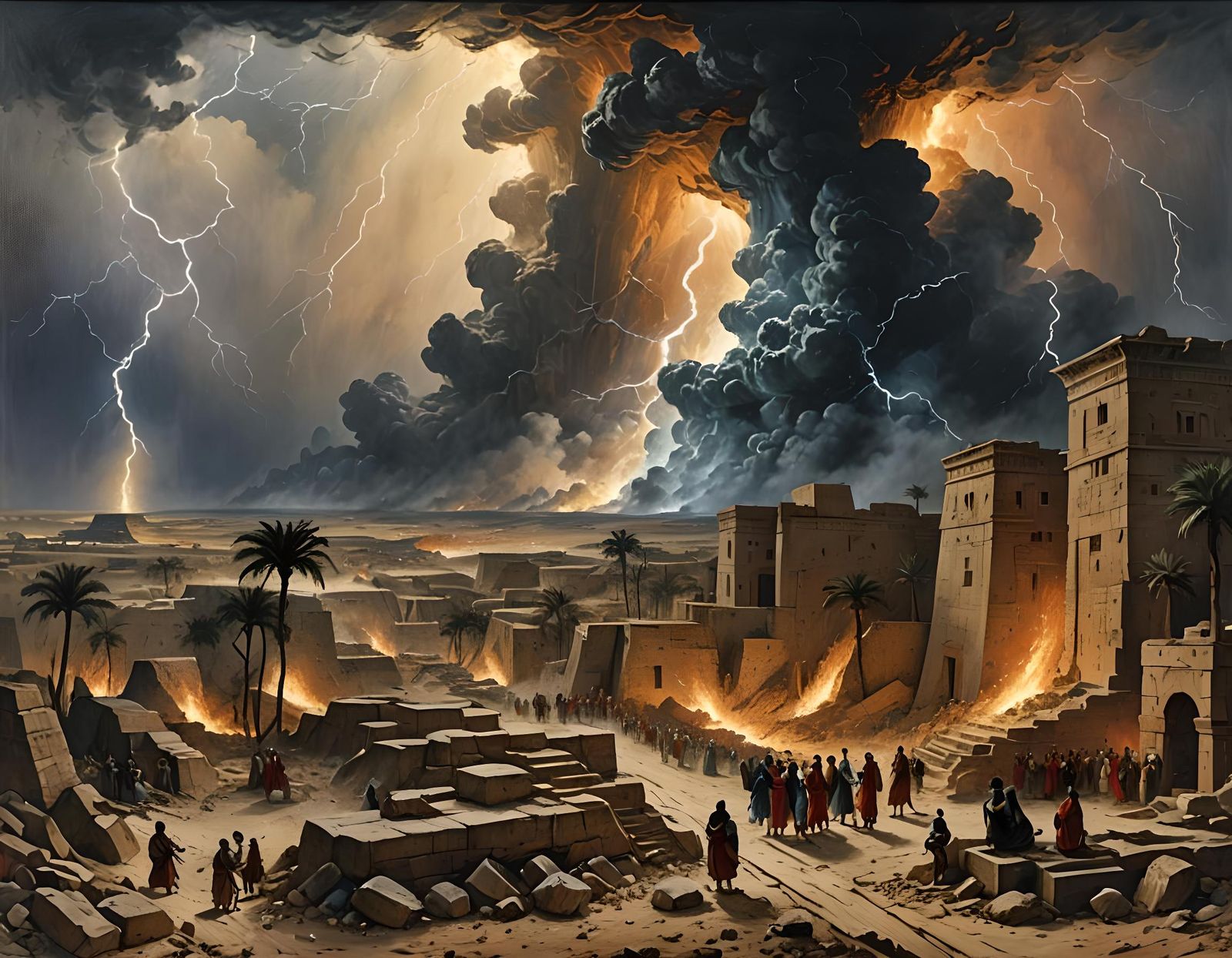 Ancient Egypt Hailstorm in Golden Age Illustration Style