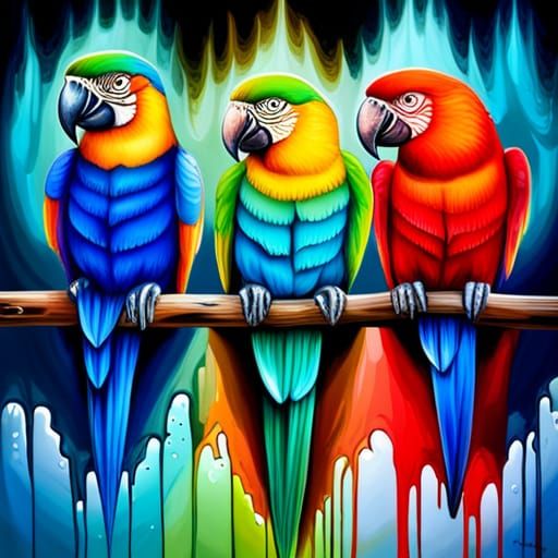 Australian Parrots in Vibrant Graffiti Art Style