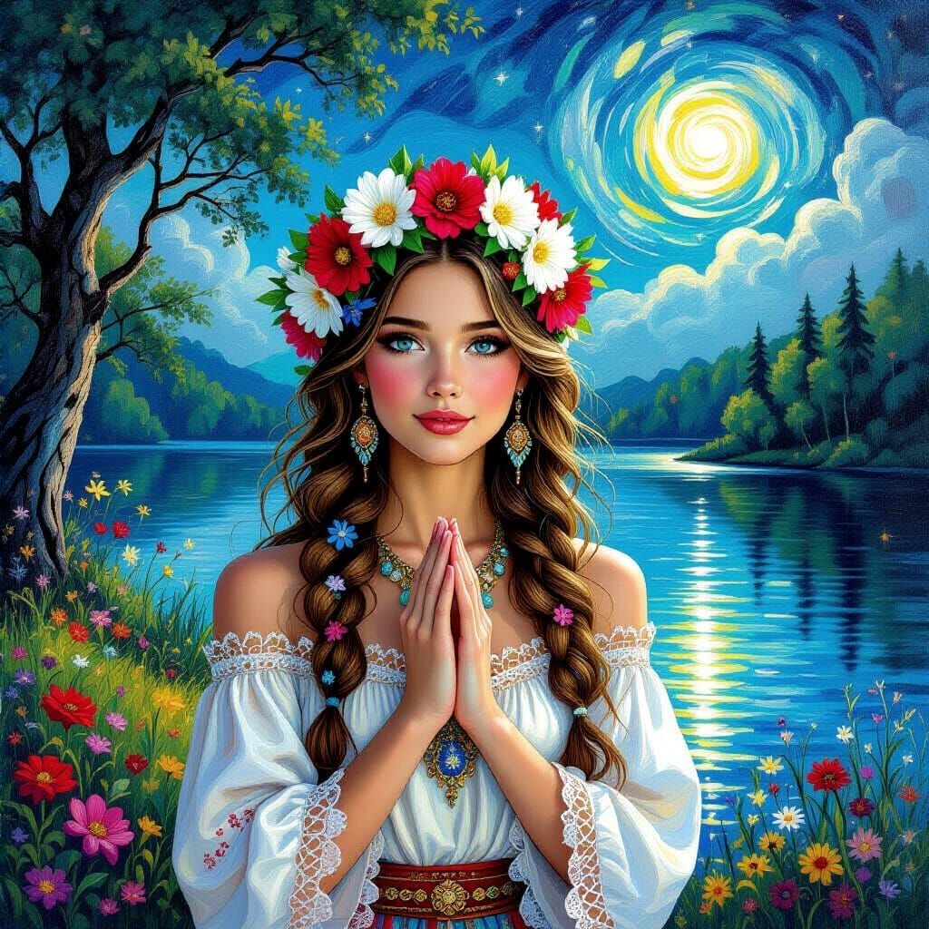 Und dann leg ich den tags getragenen Blumenkranz mit einem Wunsch in den See - Sommer-Sonnenwende – Hoch-Zeit - Ivan Kup...