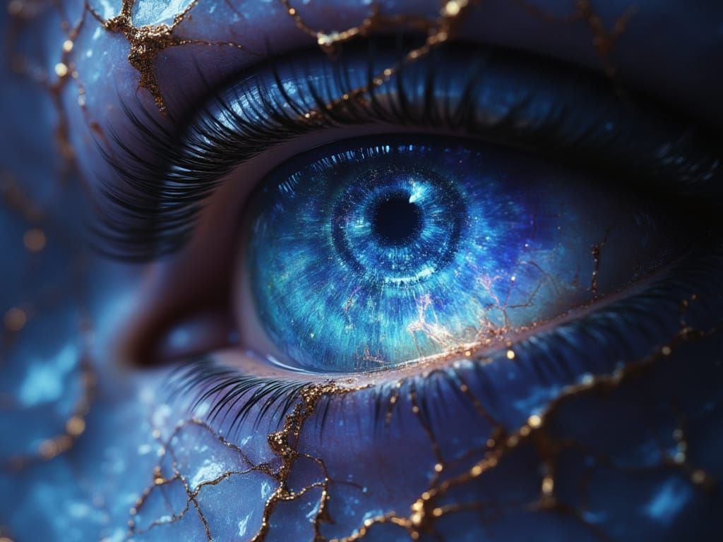 Cosmic Blue Eyes with Galactic Swirls