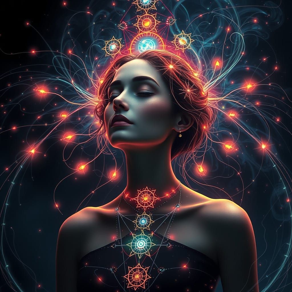 Serene Goddess Radiates Harmony and Cosmic Connection