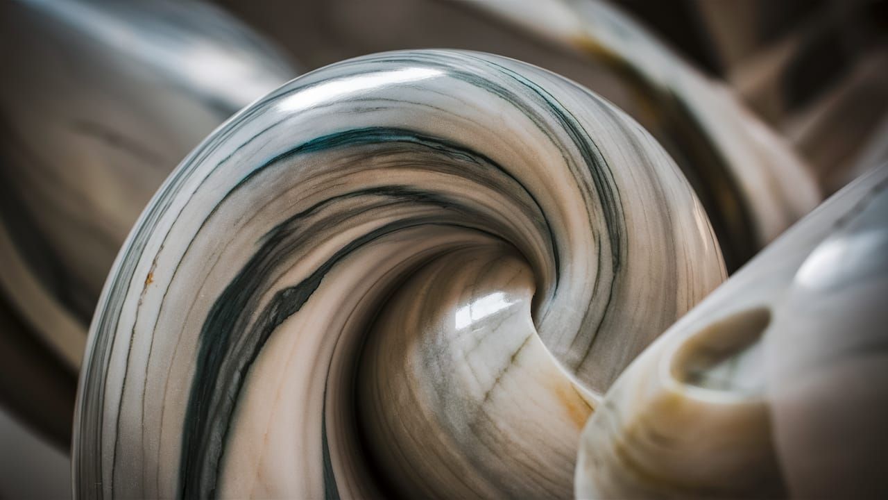 Exquisite Polished Marble with Swirling Veins