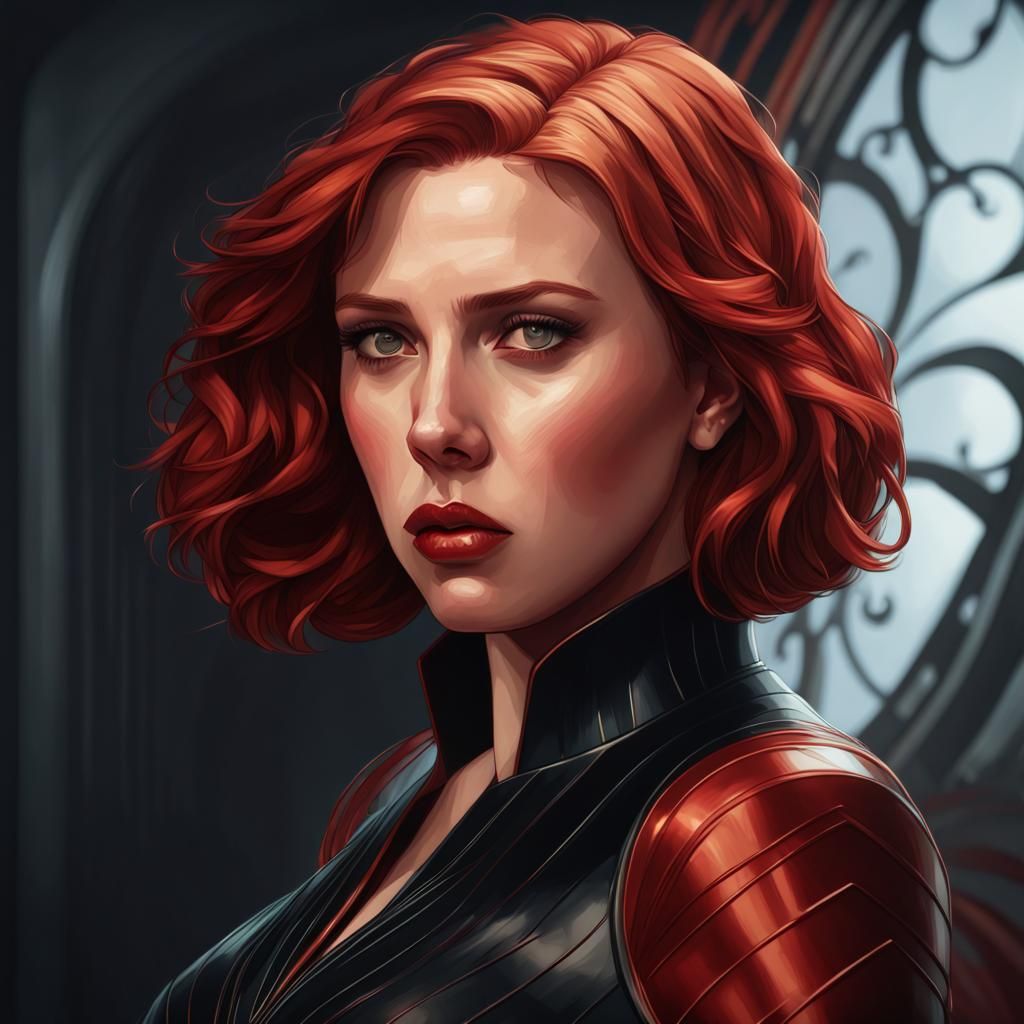 Art Deco Portrait of a Woman with Red Hair