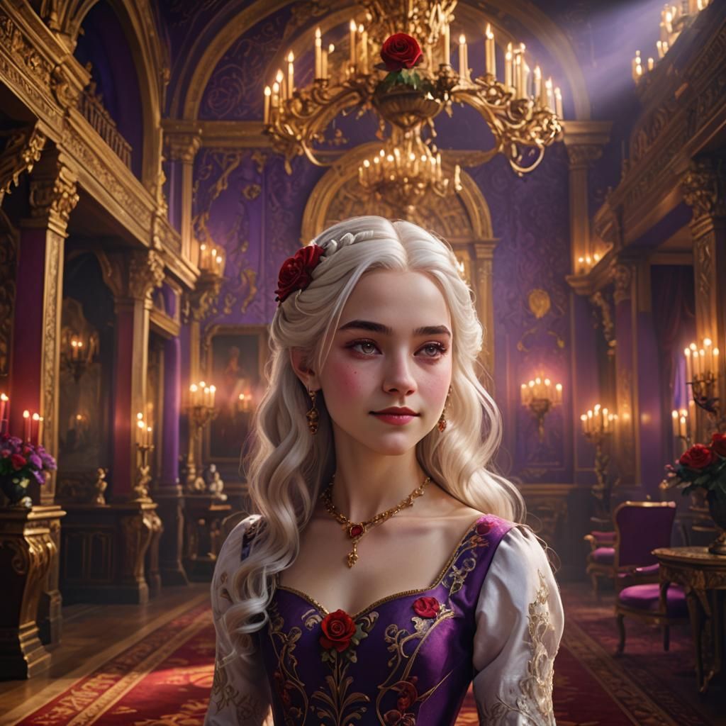 Smiling Girl in Royal Room: Fantasy Concept Art