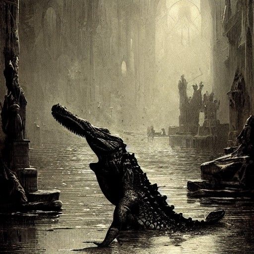 Alligator in Horror Style of Doré and Rutkowski