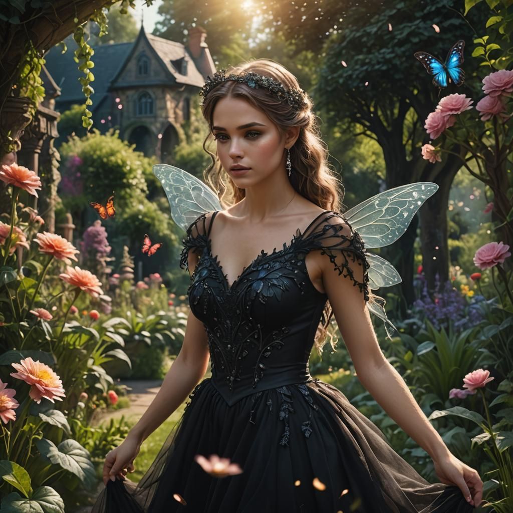 Dreamy Fairy in Summer Garden: Digital Matte Painting