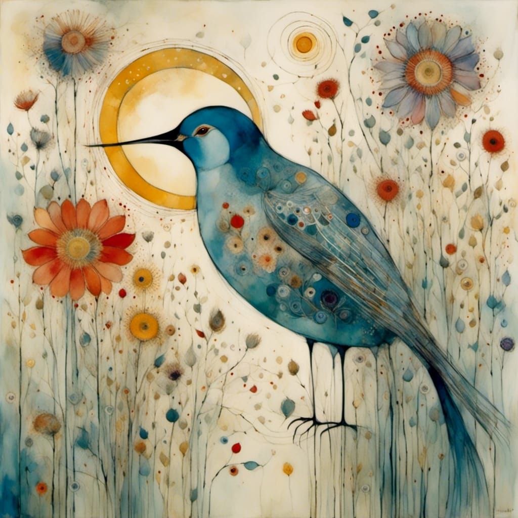 Cute Bird in Surrealist Glasgow Style