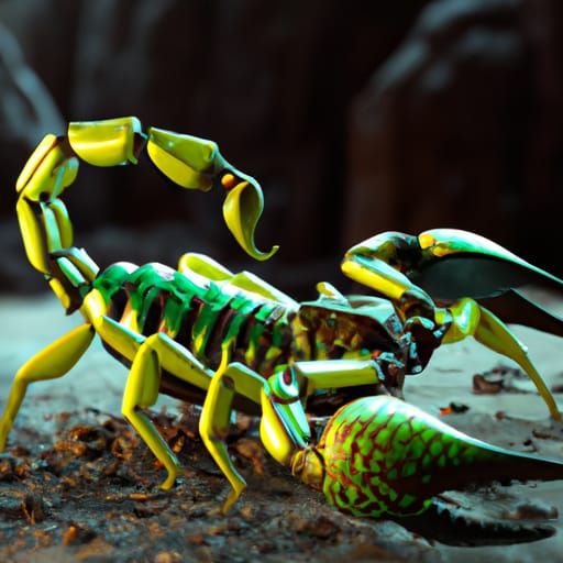 Cute Green Scorpion in Dark Fantasy Style