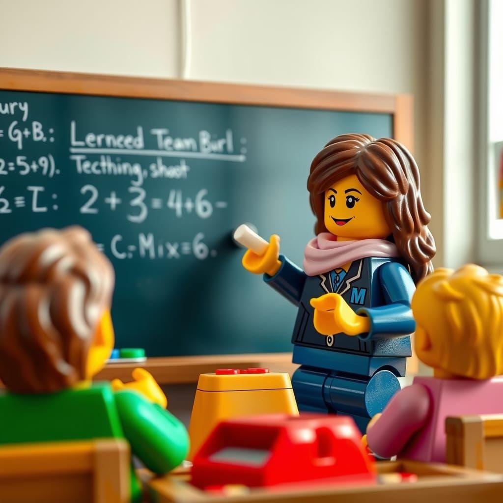 Lego Minifigure Teacher in Classroom Scene