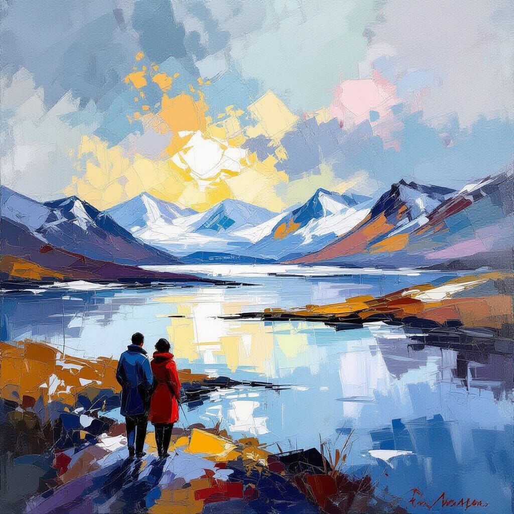 Arctic Landscape in Gouache and Watercolor Style