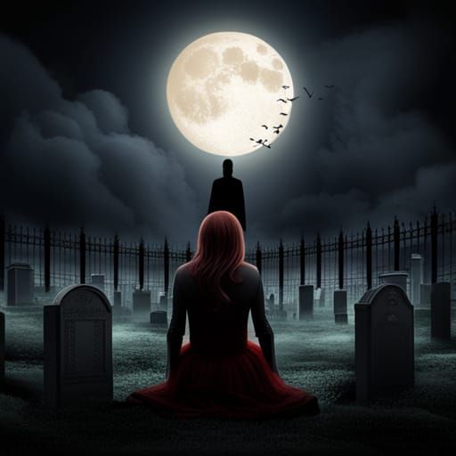 Mourning at a Grave: Cinematic Horror Painting
