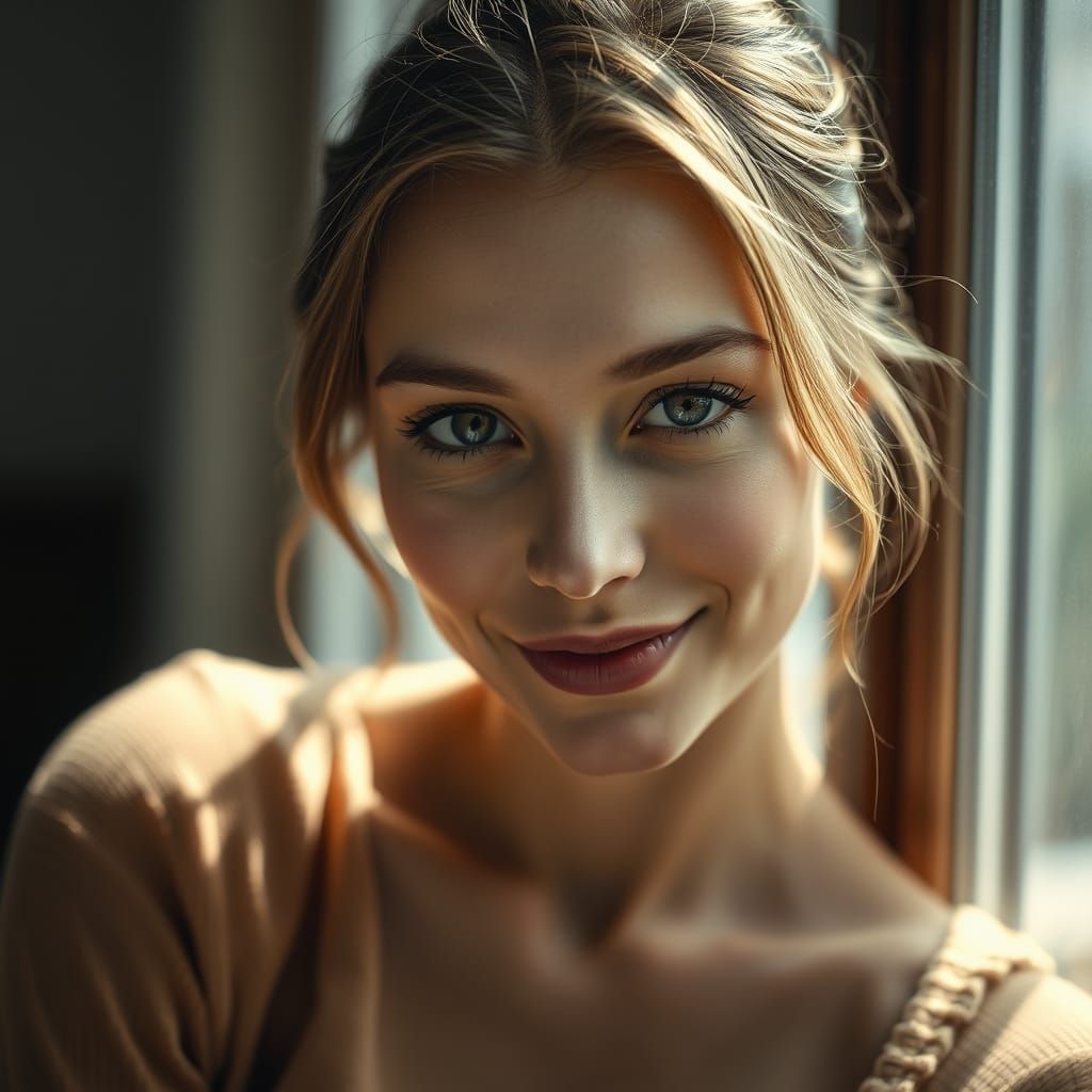 Softly Lit Portrait of a Serene Woman