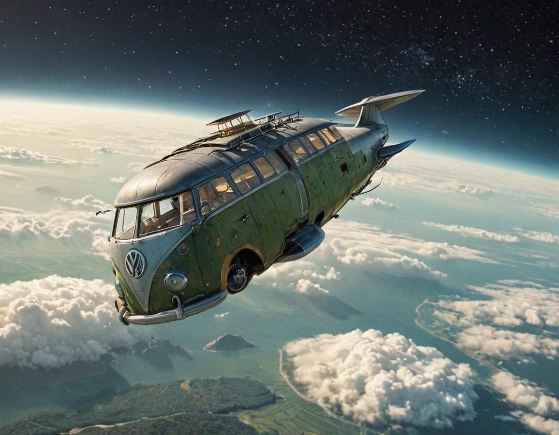 Vintage Spacecraft Over Alien Planet: Matte Painting