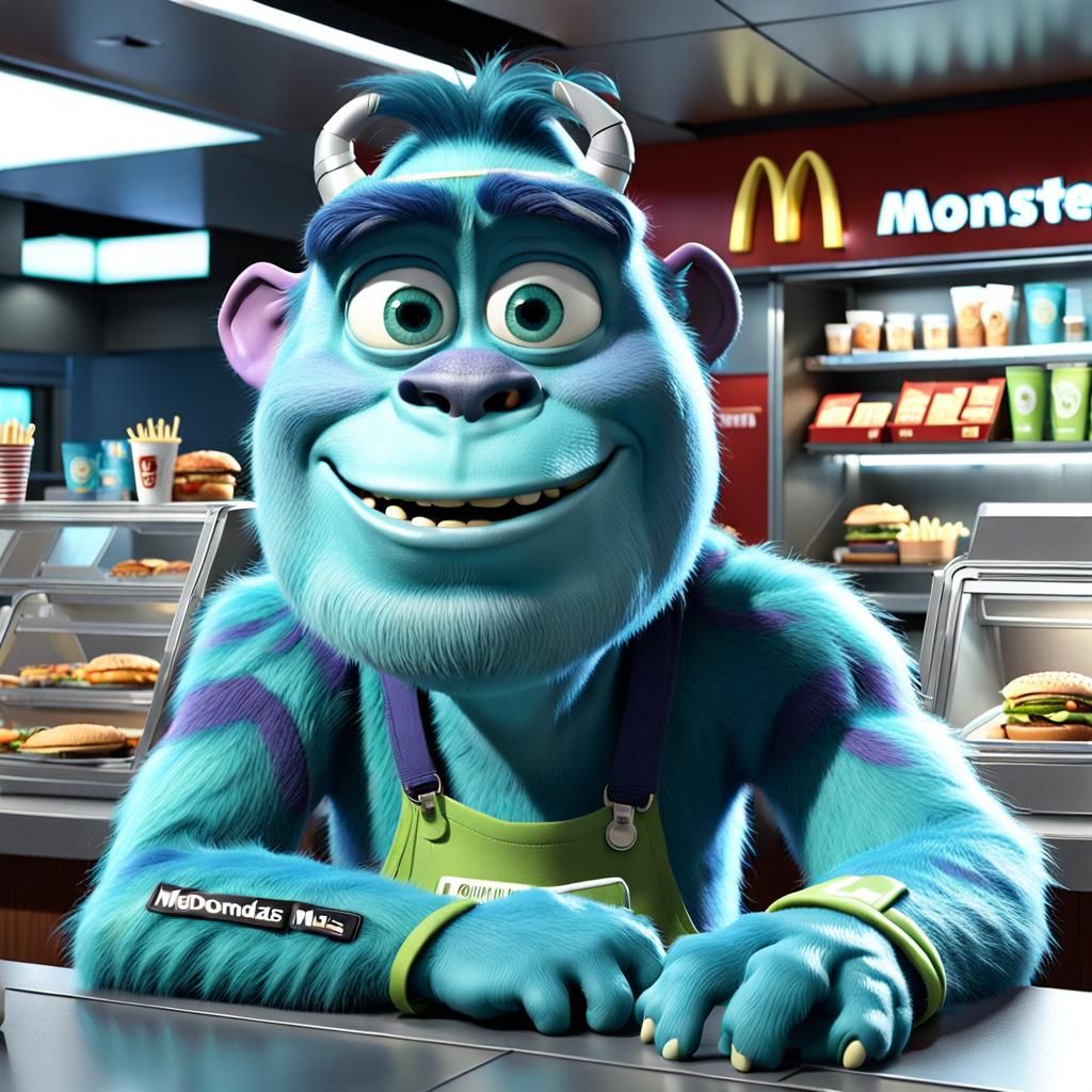 Hyperrealistic Monster Inc. Character at McDonalds