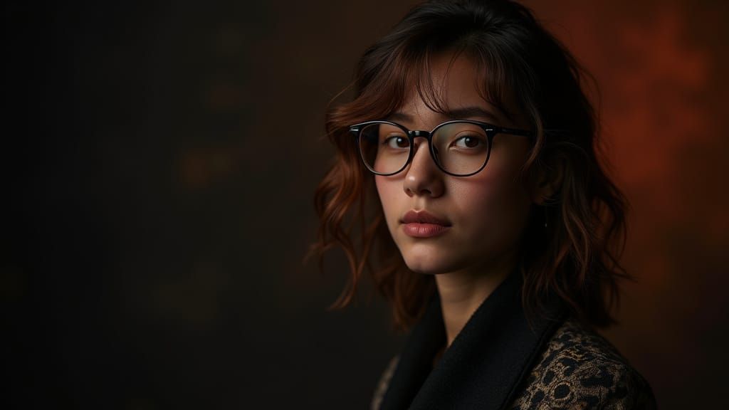 Cinematic Studio Portrait with Orange to Black Gradient