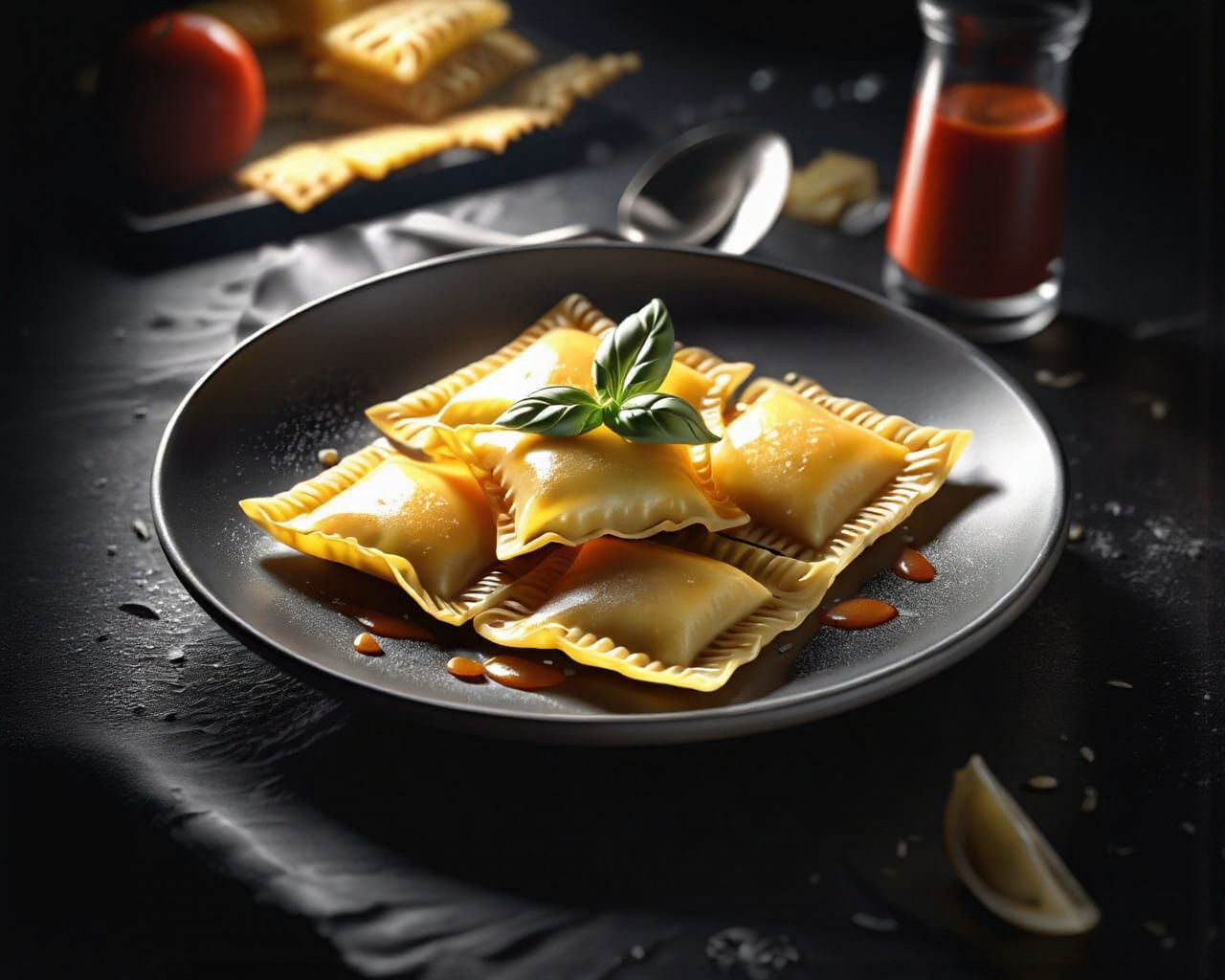 Hyperrealistic Ravioli in Moody Cinematic Lighting