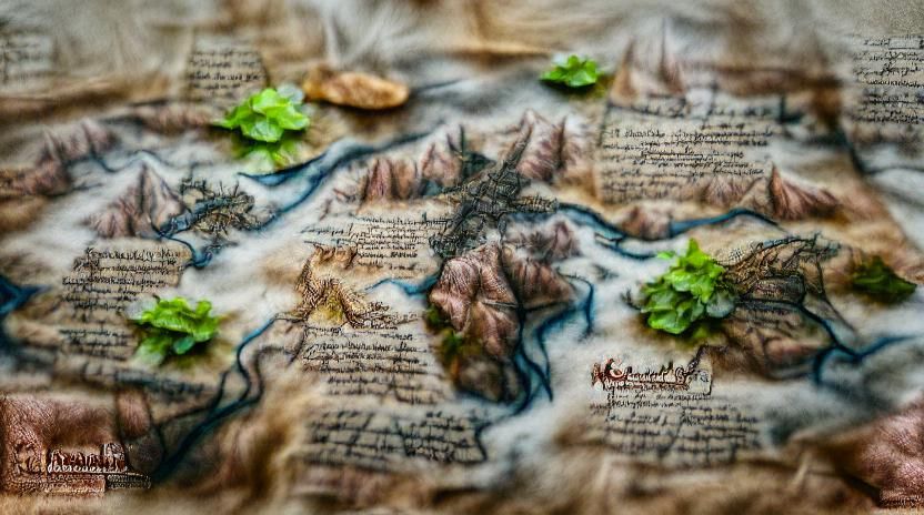 Detailed Medieval Fantasy Map on Parchment