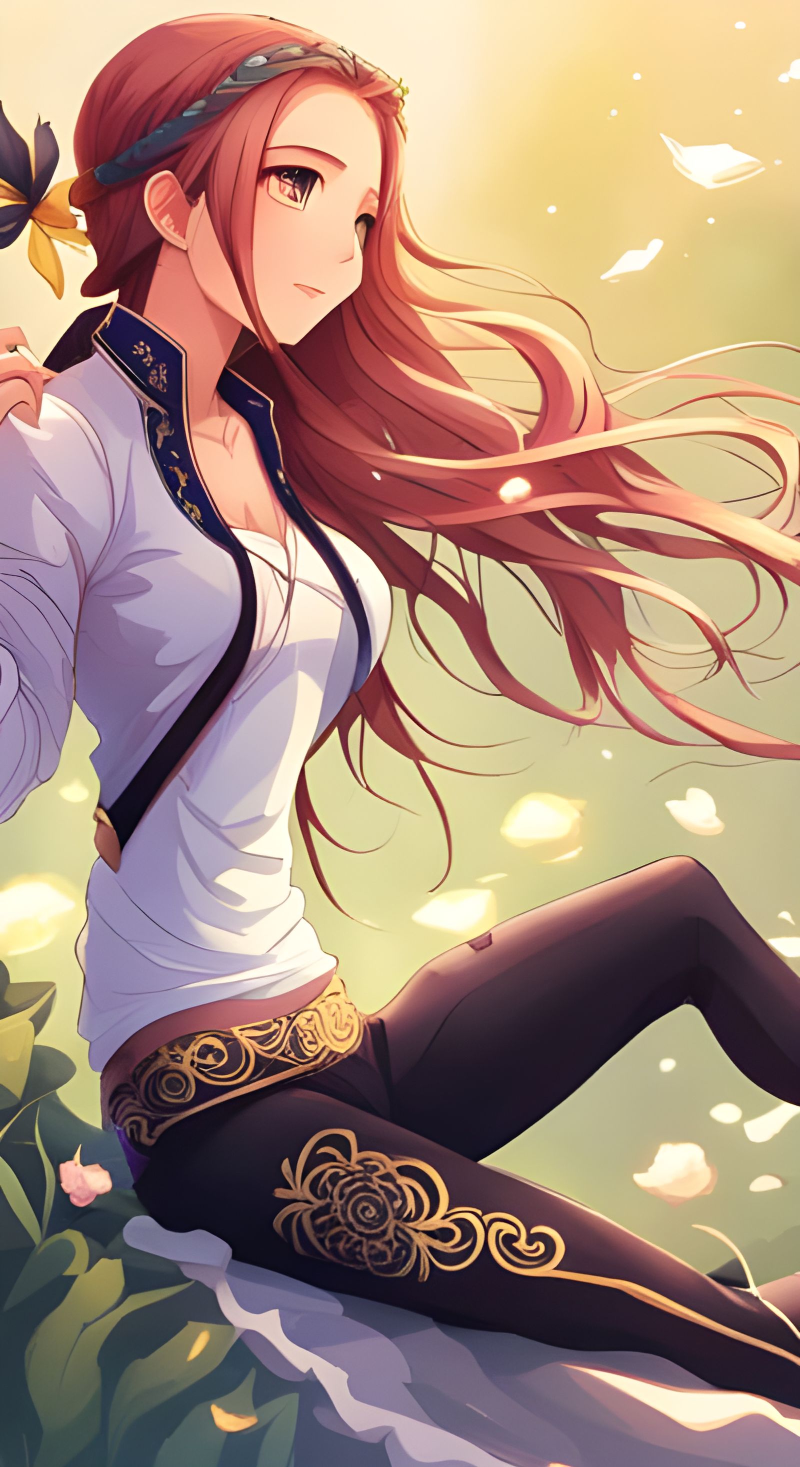 Anime Girl in Floral Leggings Concept Art