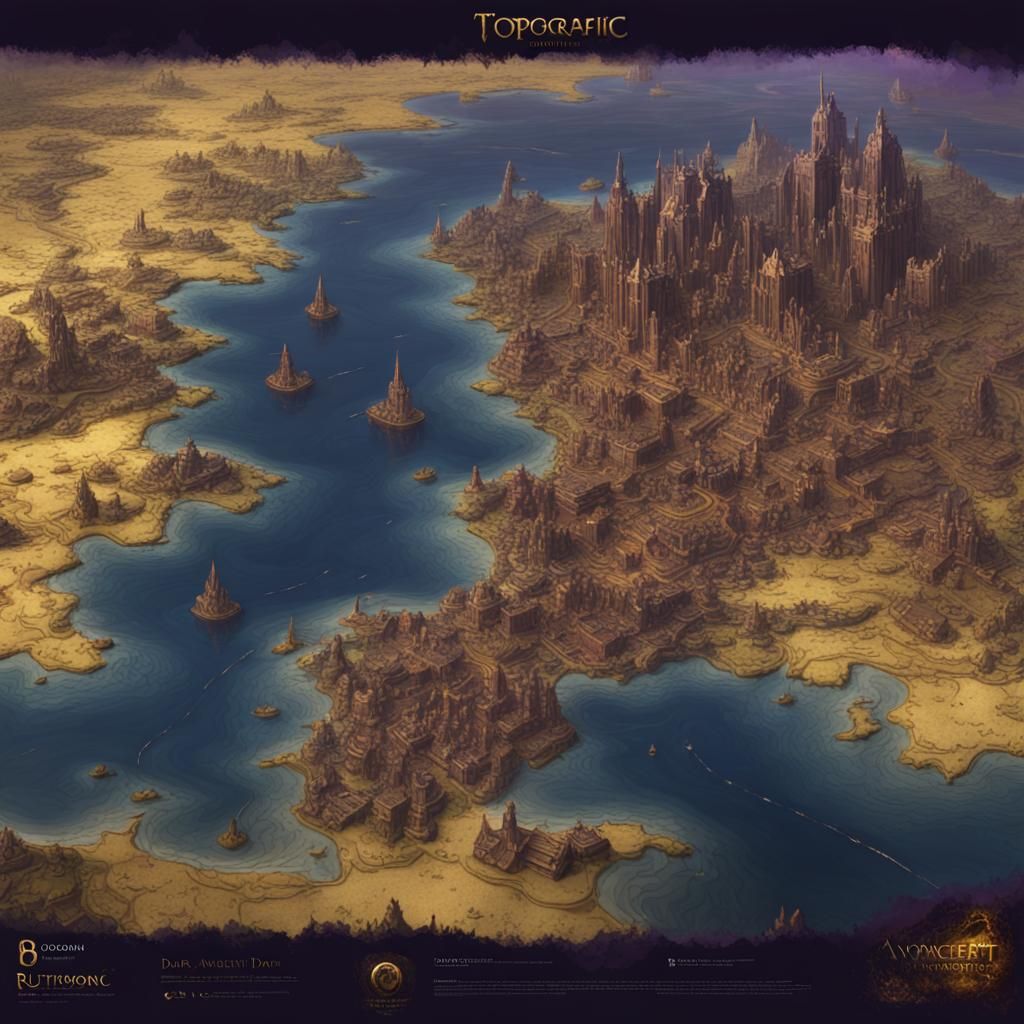 Dark Fantasy Battle Map with Ancient Cities