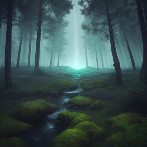 Jämthund in Mystical Forest Portal: High-Fantasy Art