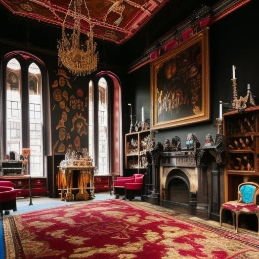 Dark Gothic Interior with Candy Skulls