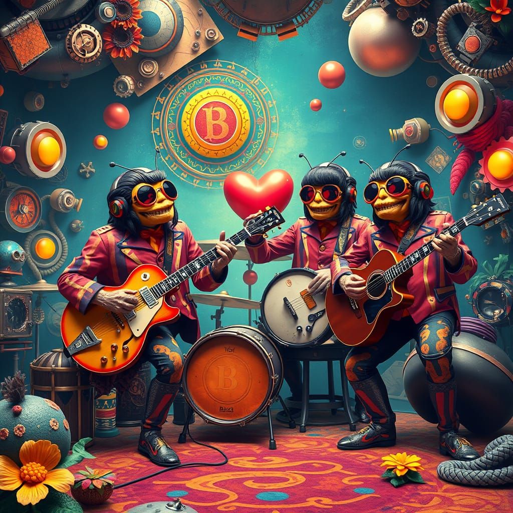 Rocking Beetles in Psychedelic Beatles Attire