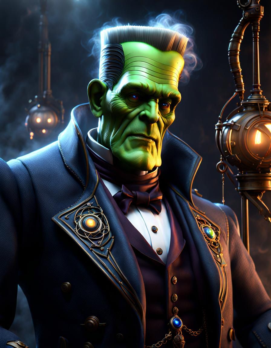 Android Butler Frankenstein: Detailed Matte Painting