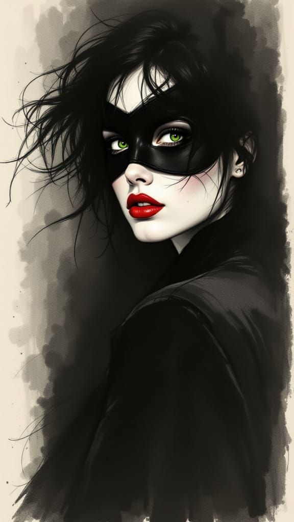 Mysterious Woman in Charcoal Shadows