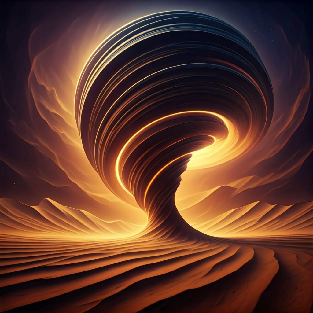 Spiral Sand Vortex in Opulent Cyberpunk Style