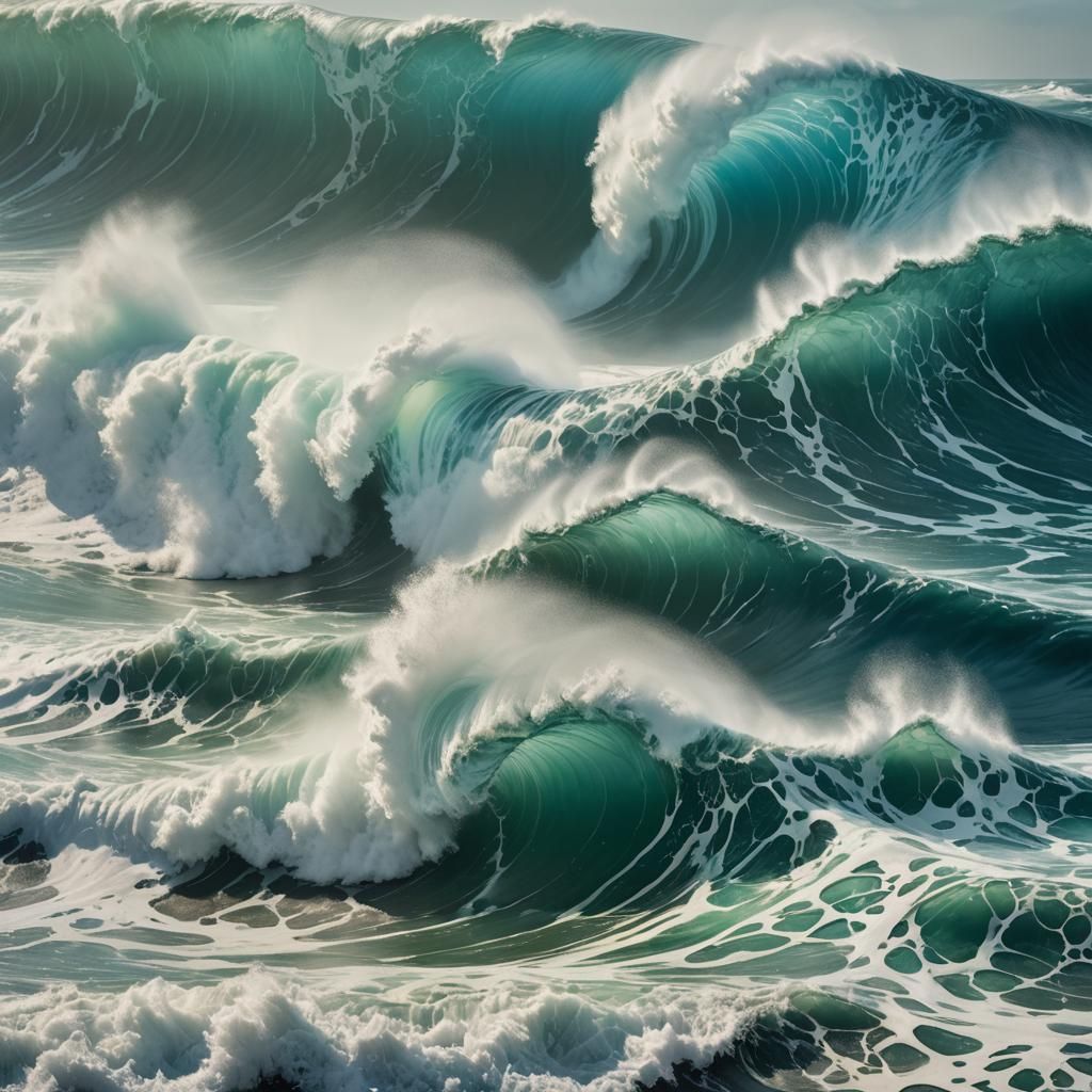 Surreal Oceanic Wave in Abstract Style