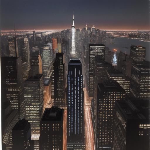 World Trade Center Towers in Twinkling Cityscape