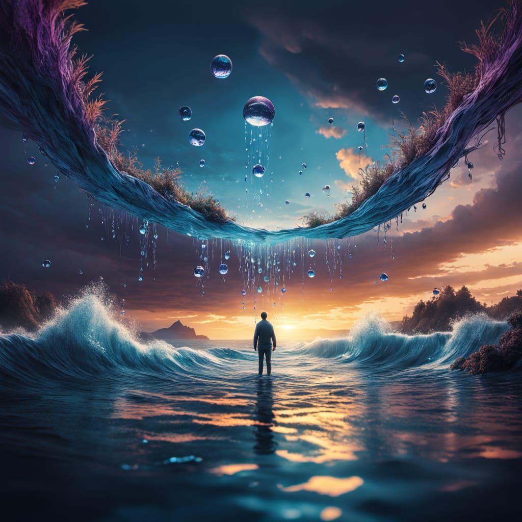 Ethereal Oceanic Masterpiece in Vibrant Digital Matte Painti...