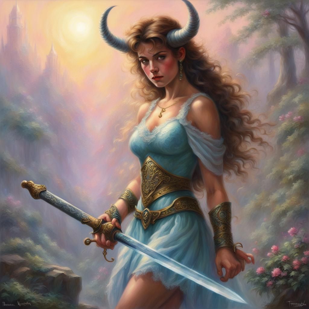 80s Preppie Minotaur in Ethereal Fantasy Style