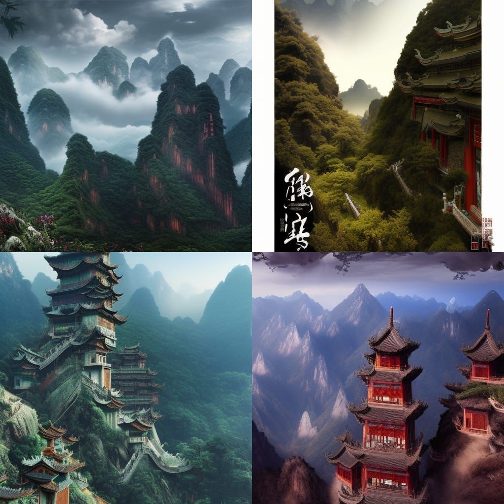 Epic Chinese Mountains in Digital Matte Painting
