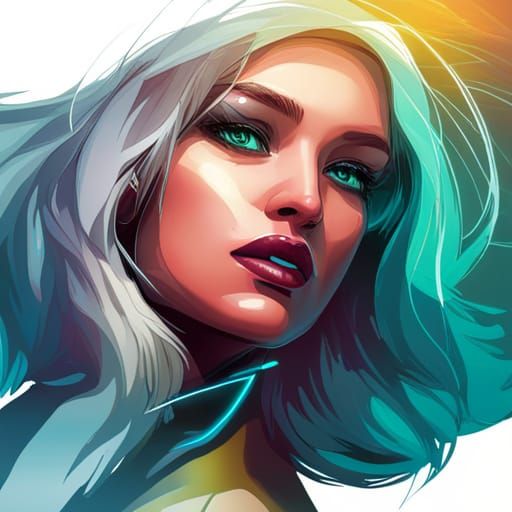 Gorgeous Neon Girl Portrait in Hyperdetailed Style
