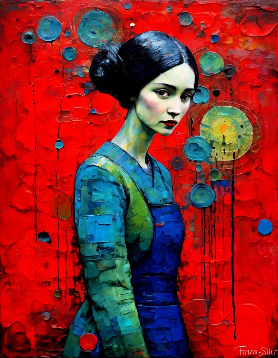 Art Brute Landscape Encaustic Painting