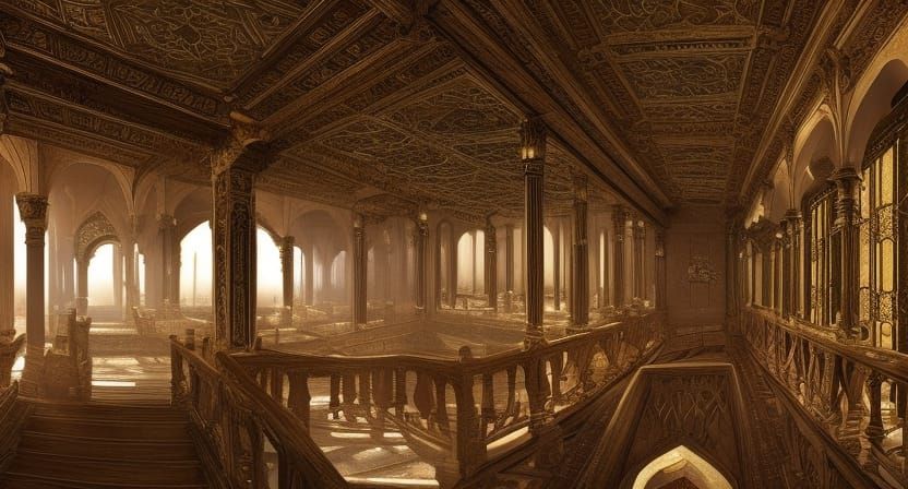 Dawn Palace Hall: Medieval Fantasy Digital Painting